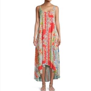 Johnny Was Kara mixed print sleeveless SILK maxi dress sz small. Like new
